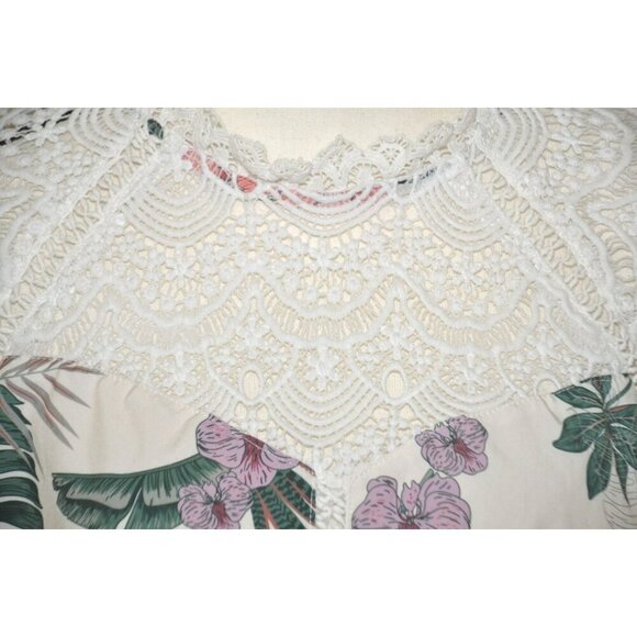 Shein Women's White Hawaiian Beach Blouse Top Plus Size 2X Sleeveless Lace Upper - Picture 4 of 12